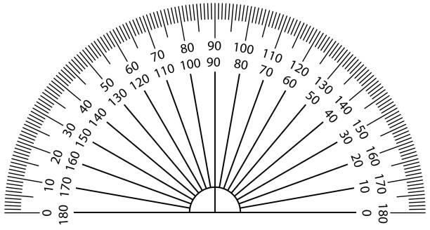 Close-up image of a protractor Vector illustration of protractor (Eps 10) metric ruler stock illustrations