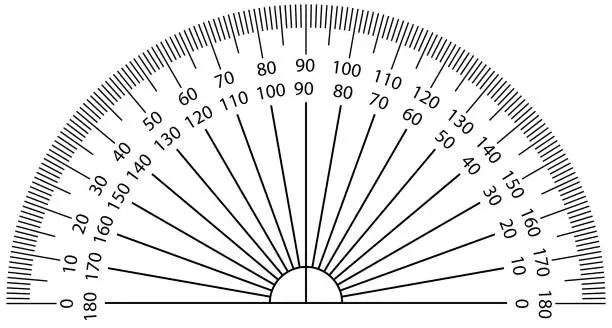 Vector illustration of Close-up image of a protractor