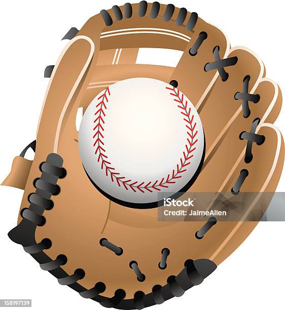 A Woven Baseball Glove Holding A Baseball On White Stock Illustration - Download Image Now - Baseball - Ball, Baseball - Sport, Catching