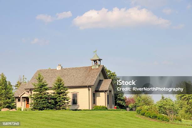 One Room Schoolhouse Stock Photo - Download Image Now - Back to School, Bell, Blue