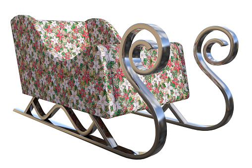 Decorative Sled isolated on white, 3d render.