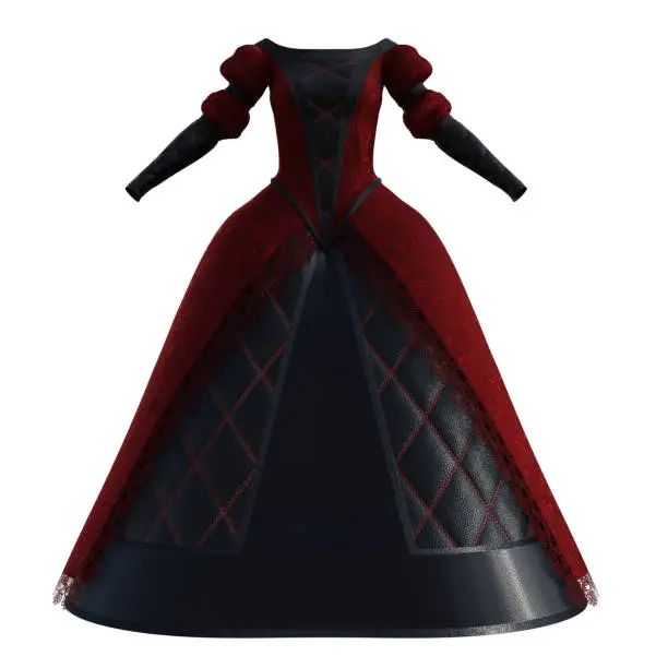 Victorian Ballgown isolated on white, 3d render.