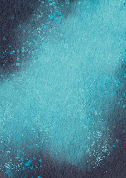 istock Blue aurora light on grey watercolor background illustration for decoration on mimeral and fantasy concept. 1582000445