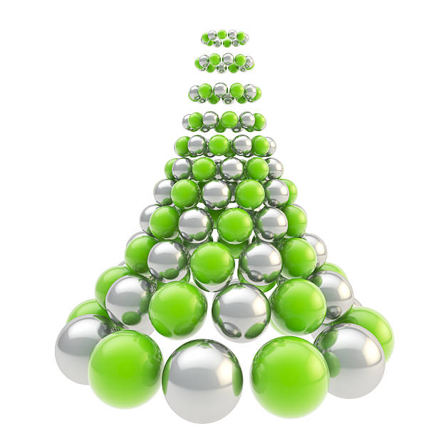 istock Futuristic christmas tree made of spheres isolated on white 158203437