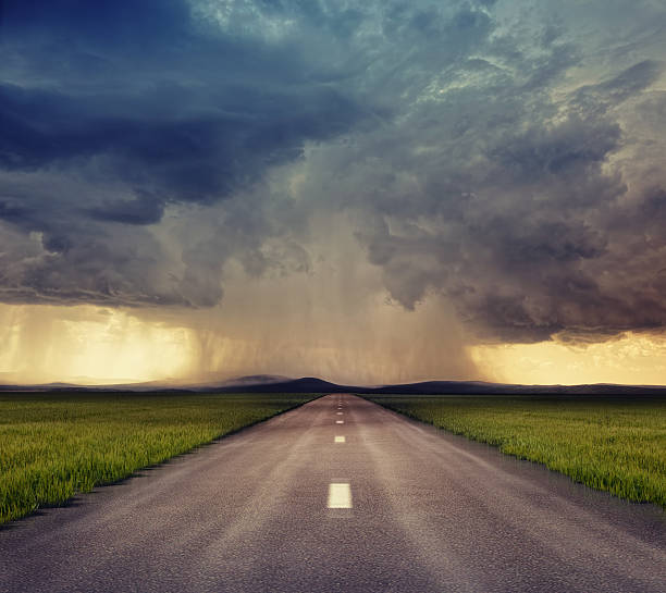 istock Panoramic shoot of highway road on a cloudy day 158205779