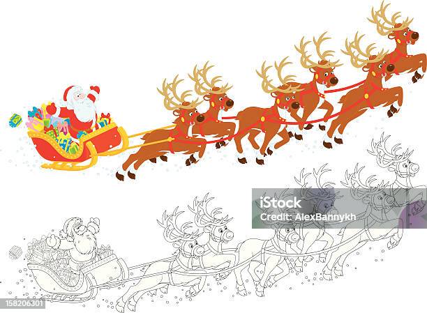 Ilustración de Trineo De Santa Claus y más Vectores Libres de Derechos de Clip Art - Clip Art, Papá Noel, Trineo - Tirado por animales