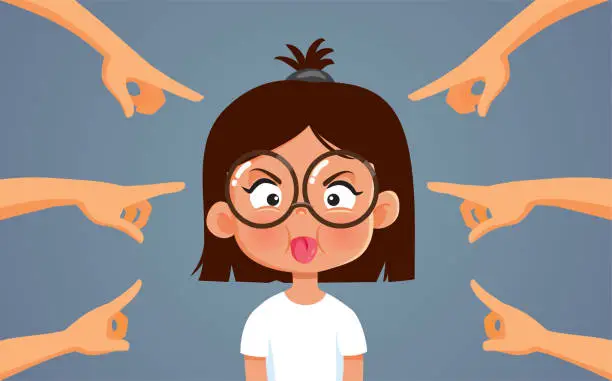 Vector illustration of Family Scolding Naughty Little Girl Vector Cartoon Illustration