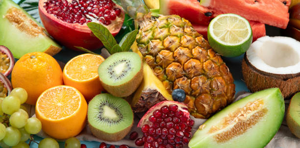 istock Assortment of exotic fruits. 1582072302