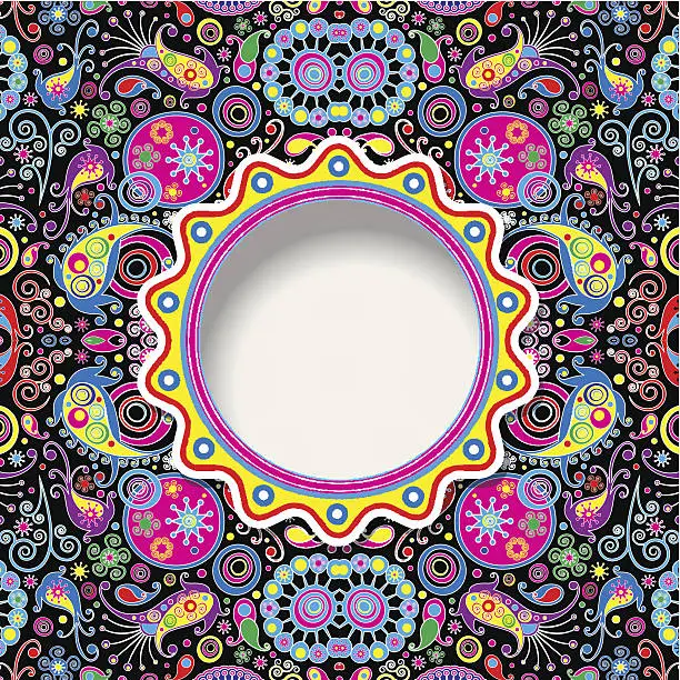 Vector illustration of psychedelic background with paisley