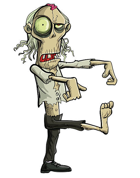 ilustraciones, imágenes clip art, dibujos animados e iconos de stock de hombre de historieta zombie verde. aislado sobre blanco - judgement day illustrations