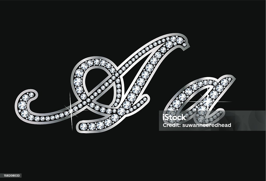 Script Diamond Bling Aa lettres - clipart vectoriel de Diamant - Pierre précieuse libre de droits