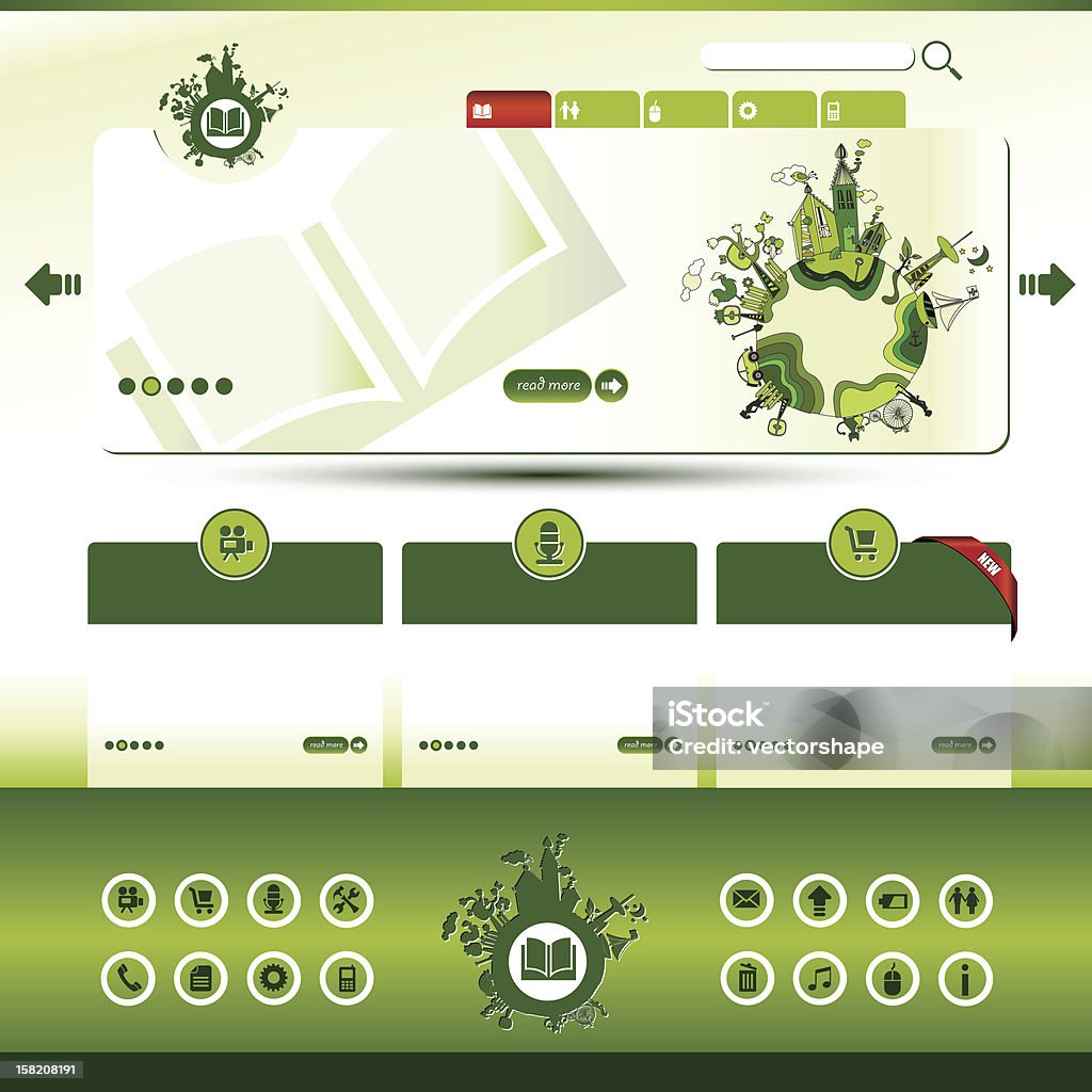 Шаблон сайта зеленый ЭКО - Векторная графика Бессмысленный рисунок роялти-фри