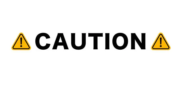 Vector illustration of Caution, Yellow Attention Sign with Exclamation Mark.