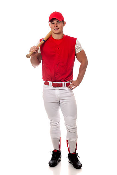 Baseball player portrait in white background Baseball player with bat. Studio shot over white. baseball player stock pictures, royalty-free photos & images