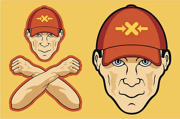 Vector illustration of Baseball cap man's face