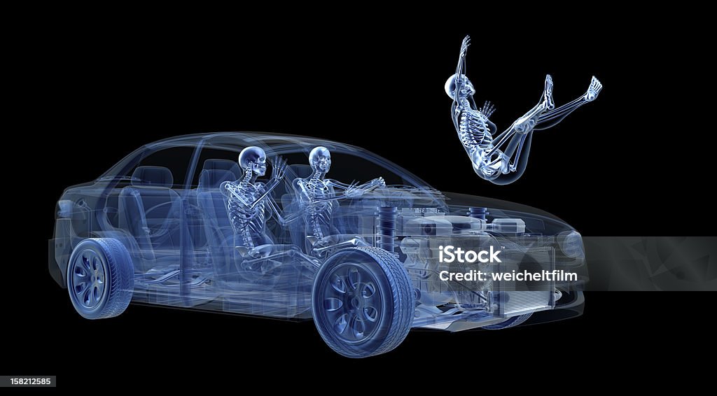 Wypadek samochodowy w X-ray widok - Zbiór zdjęć royalty-free (Zdjęcie rentgenowskie)