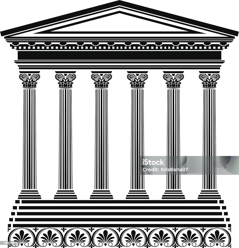 temple grec au pochoir - clipart vectoriel de Illustration libre de droits
