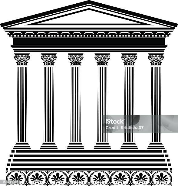 Temple Grec Au Pochoir Vecteurs libres de droits et plus d'images vectorielles de Illustration - Illustration, Colonnade, Grèce