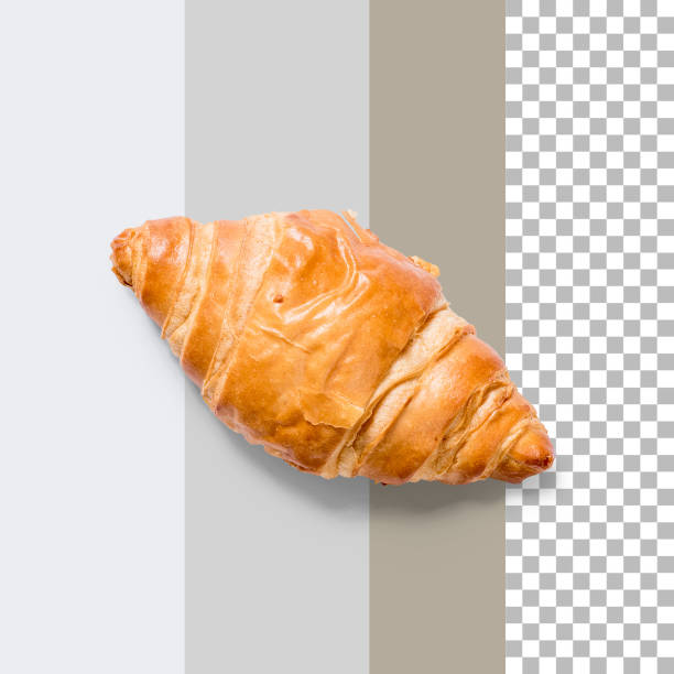 Top up view freshly baked croissant isolated on transparent background