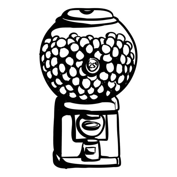 Vector illustration of Bubble Gum Dispenser Ink