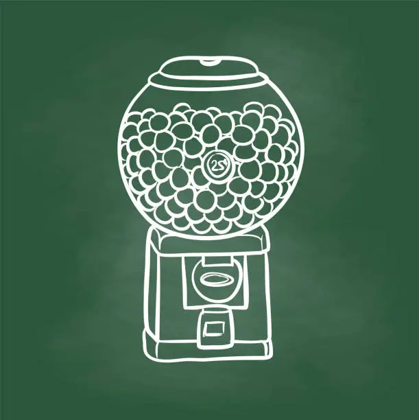 Vector illustration of Bubble Gum Dispenser Chalkboard