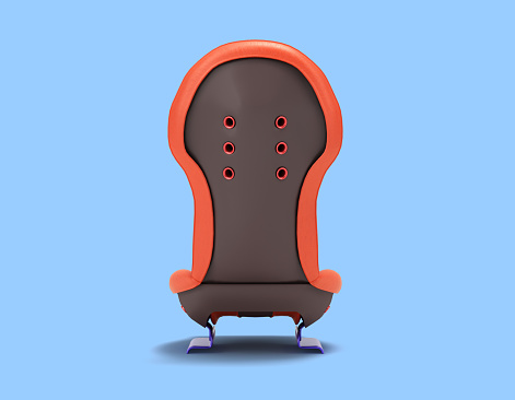 New sport car seat back view 3d render on blue