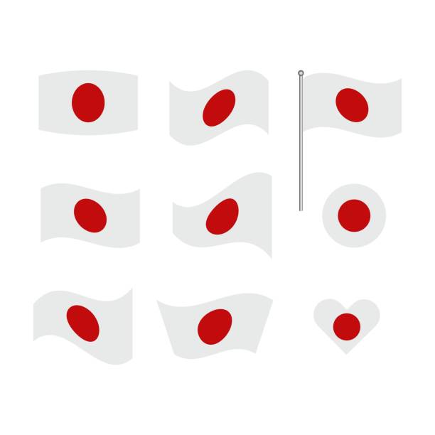 флаг японии. японский азиатский символ изолирован, белый фон. национальным символом является япония. для шаблона баннера, фона веб-баннера,  - japan flag japanese flag white stock illustrations