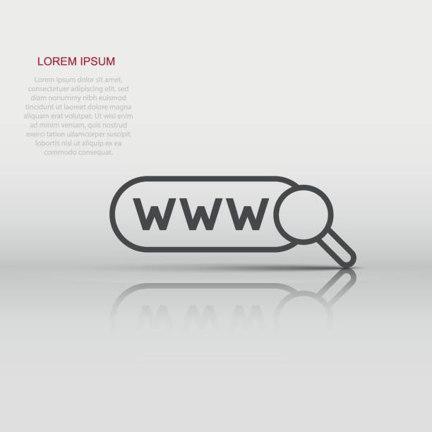 istock Global search icon in flat style. Website address vector illustration on white isolated background. WWW network business concept. 1582157215