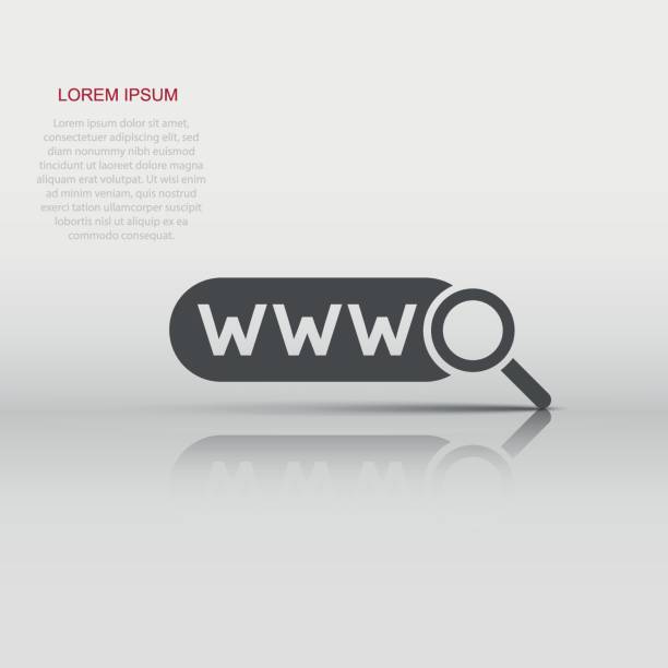 istock Global search icon in flat style. Website address vector illustration on white isolated background. WWW network business concept. 1582157216