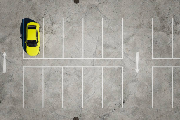 istock 3D illustration Rendering. Empty parking lots, aerial view. 1582169413