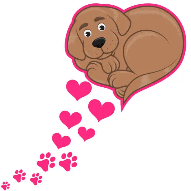 Vector illustration of Heart Shaped Dog Illustration