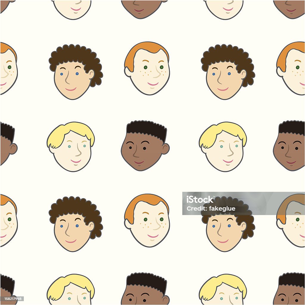 Jungen, lächelnden Gesichter Muster - Lizenzfrei Freundschaft Vektorgrafik