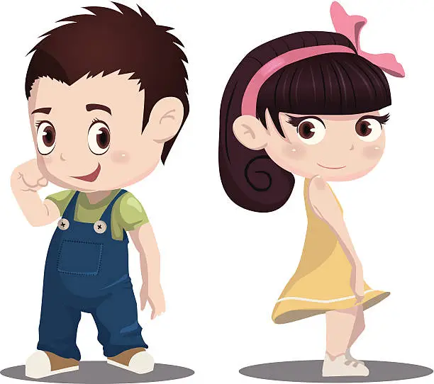 Vector illustration of Two small cute