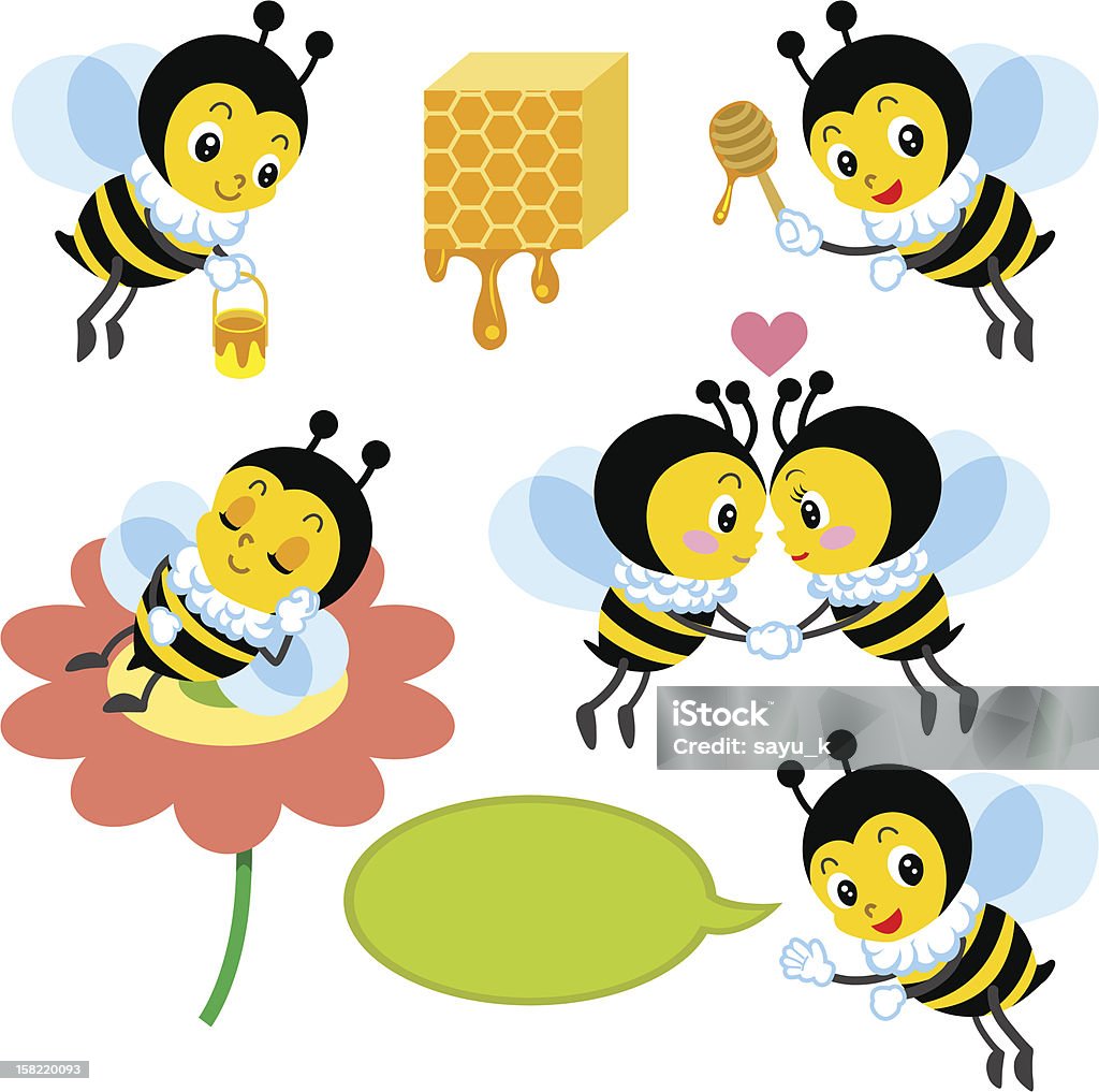 Honeybee набор персонажей - Векторная графика Белый фон роялти-фри