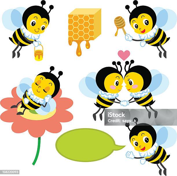 Honeybee Набор Персонажей — стоковая векторная графика и другие изображения на тему Белый фон - Белый фон, В полный рост, Вариация