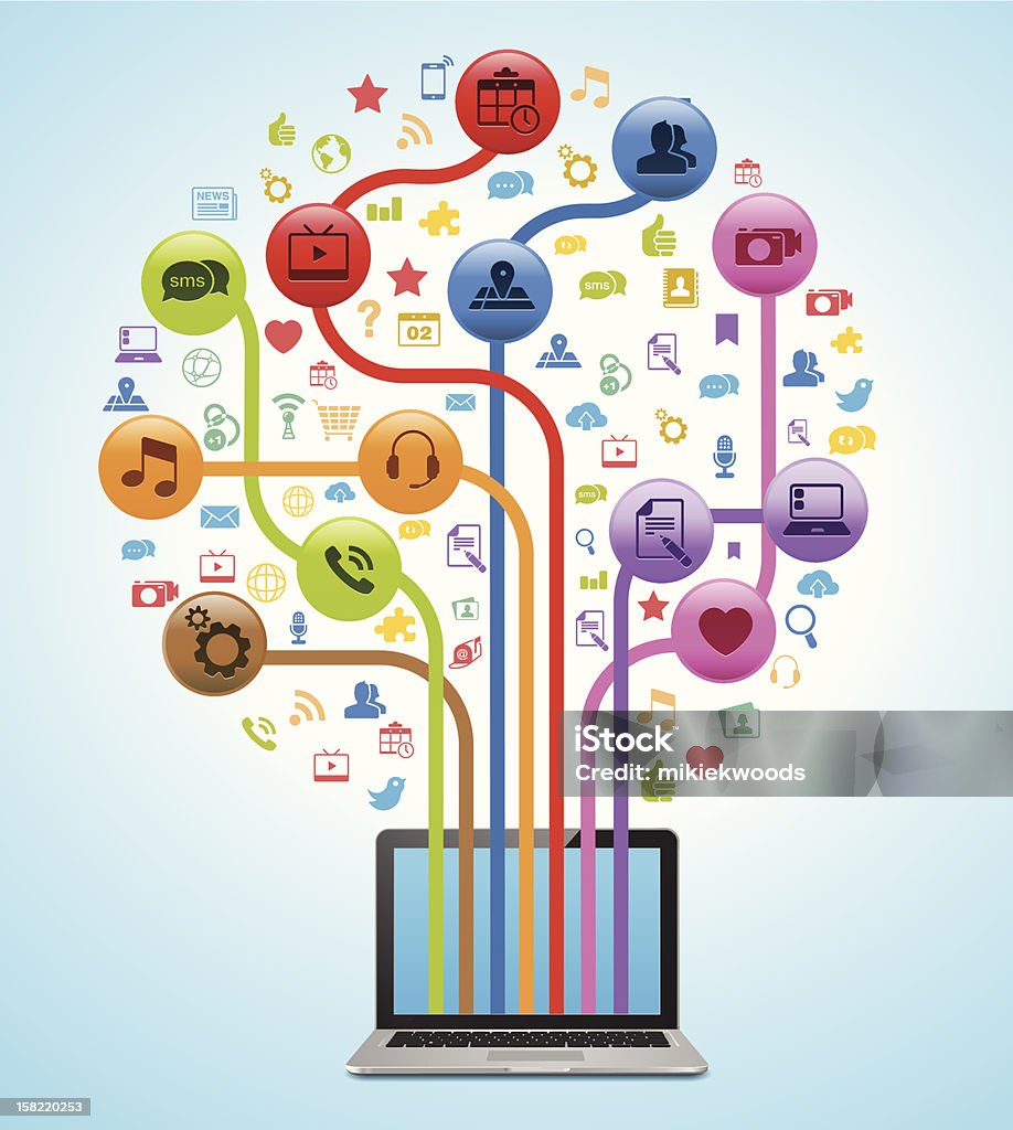 App Feature Tree Technology App Tree Stock Illustration - Download Image Now - Business ...