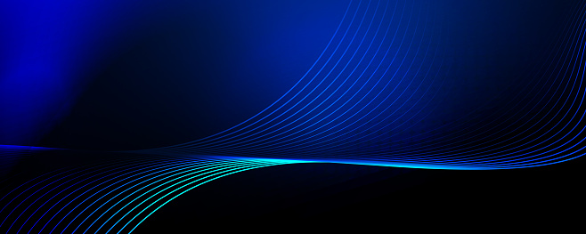 Blue abstract dynamic lines wavy background. Futuristic hi-technology concept. Vector illustration