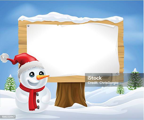 Süße Weihnachten Schneemann Und Stock Vektor Art und mehr Bilder von Bauholz-Brett - Bauholz-Brett, Baum, Charakterkopf