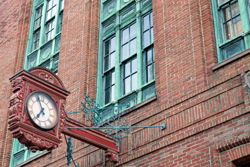 Historic architecture of Trenton - old clock on the brick buildling