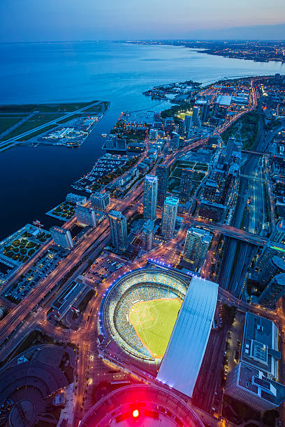 istock Toronto cityscape with baseball stadium at dusk 158222684