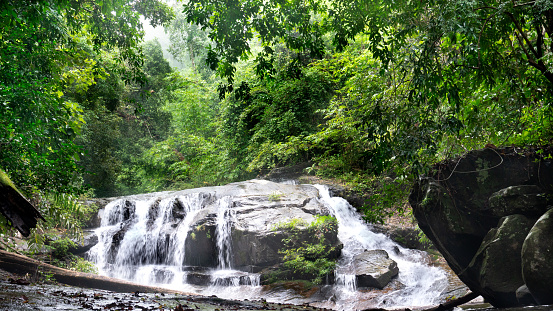 Natural attractions in Thailand. Khao Chamao Waterfall. Seventh floor waterfall. National park in Rayong Thailand.