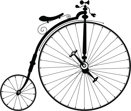 old black bicycle on clean white background