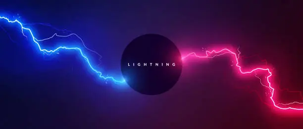 Vector illustration of Blue And Red Lightning Power Or Battle Concept