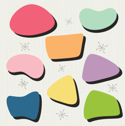 Set of 8 different 50's inspired shapes. Easy to manipulate each shape and customize colors.
