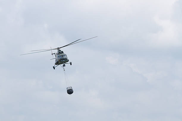 Firefighting helicopter stock photo