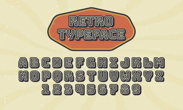 Vector illustration of vintage retro vector alphabet font typography typeface design