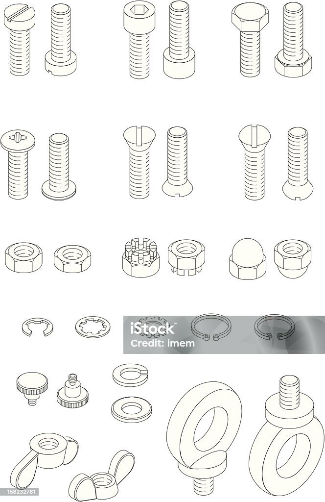 DIN-Teile - Lizenzfrei Bolzen Vektorgrafik