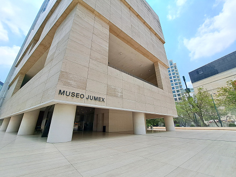 Mexico City, Mexico - July 19, 2023: The Jumex Museum is the main action platform of Fundacion Jumex Arte Contemporaneo, dedicated to Contemporary Art