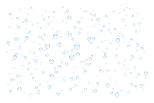 Transparent sparkling water with bubbles floated underwater on white background. Isolated soda liquid drink with sudsy air circles. Transparent sparkling water with bubbles floated underwater on white background. Isolated soda liquid drink with sudsy air circles pics of a hydrosphere stock illustrations