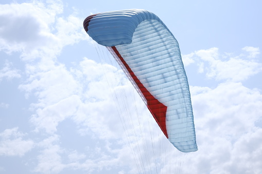 Young Man Flying in Hang Glider without engine in La Cumbre, Colima, Mexico